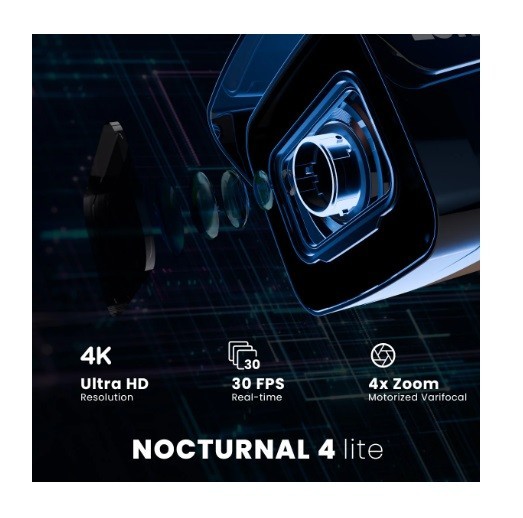 Lorex 4K Bullet N4 IP Camera LNB95MBB Motorized Varifocal Zoom 30 FPS Analytics