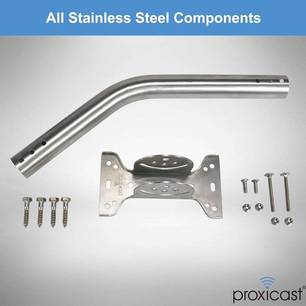 Universal Outdoor Antenna Mount with Solid Stainless Steel Construction & J-Pipe