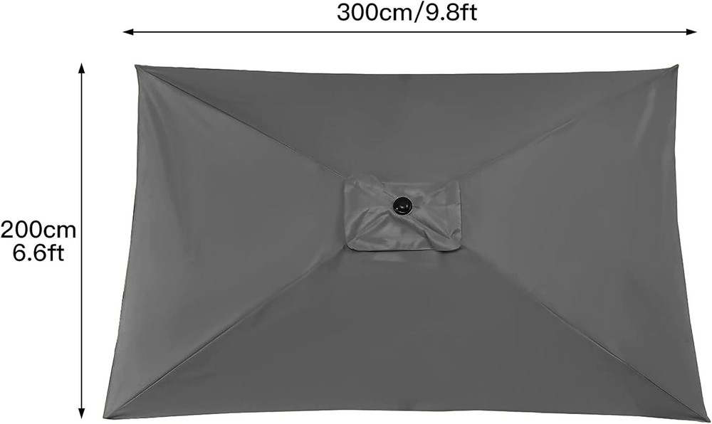 Rectangular Umbrella Canopy Replacement 6 Ribs, Fade White