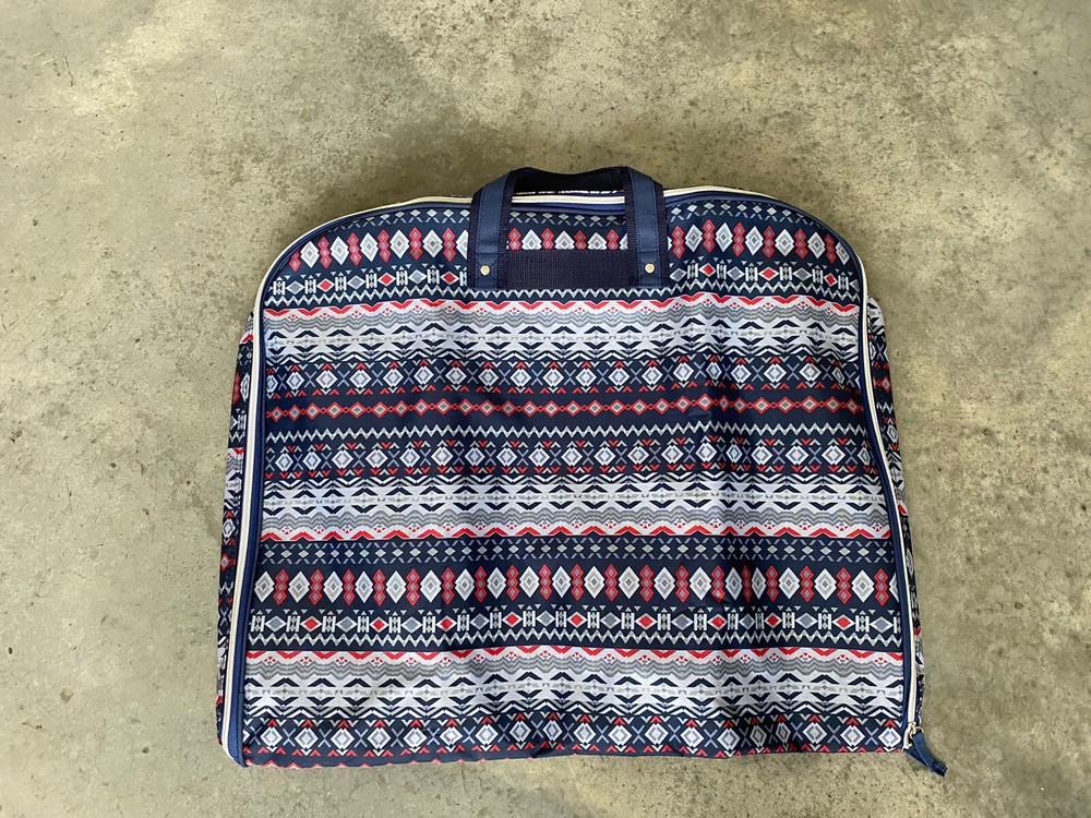Red Blue Grey Patterned Large Luggage Bag 24” x 20” / A18