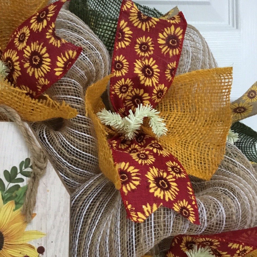Hello Fall Welcome Tag Wreath Handmade Deco Mesh