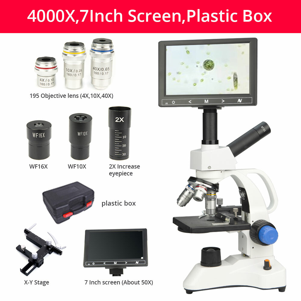 7″ Screen 40X-2000X Biological Microscope Sperm Locust Blood Test Microsocpe