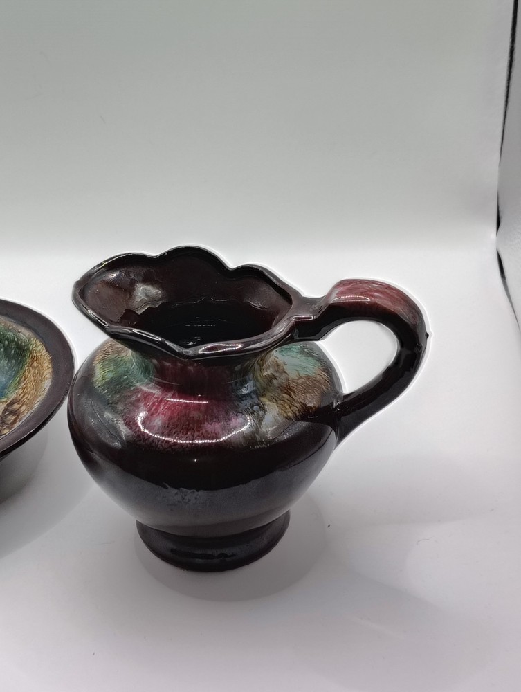 Vintage Aurora Drip Glaze Pitcher & Underplate