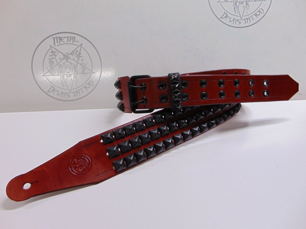 LEATHER BLACK STUDDED GUITAR STRAP (MDLS0251) DIMEBAG