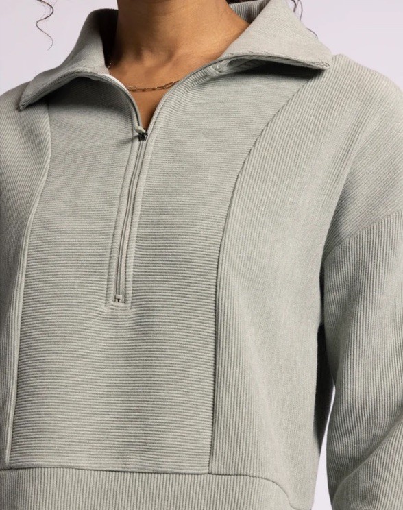 Thread & Supply Recreation ‘Kristine’ 1/2 Zip Pullover, Heather, Ribbed, MEDIUM