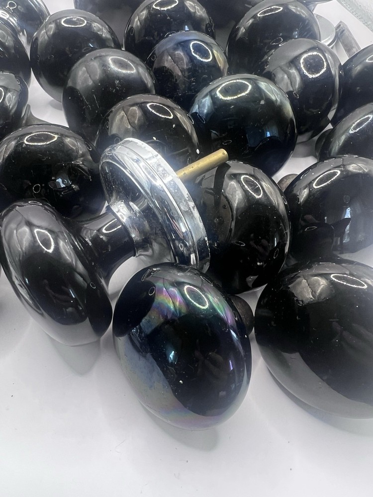 Vintage Antique Black Marble Door Knobs 26 Count