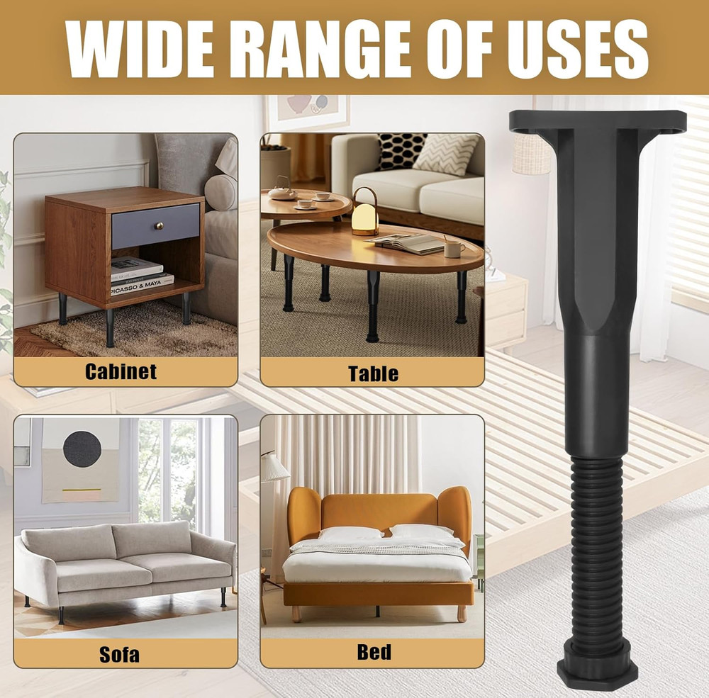 4 Pcs 8.3-15 Inch Adjustable Bed Frame Support Legs, Bed Center Support Bed R...