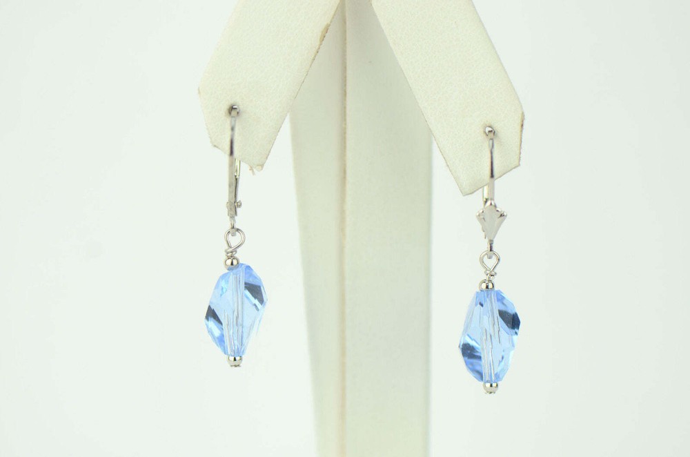 Pearl Crystal Element Colored Crystal Sterling Silver Dangle Drop Earrings