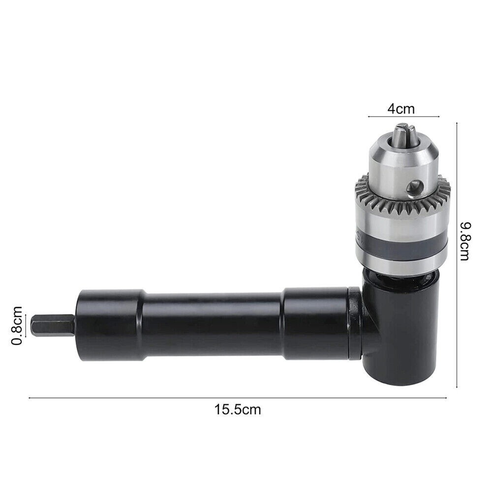 Cordless 90° Right Angle Drill Attachment Adapter Handle Chuck 3/8" Keyed Chuck