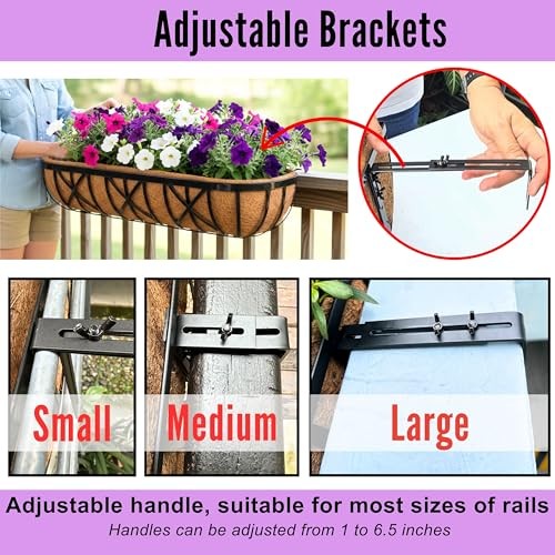 LaLaGreen 24 Inch, 2 Pack Railing Planters with Adjustable Mounting Brackets –