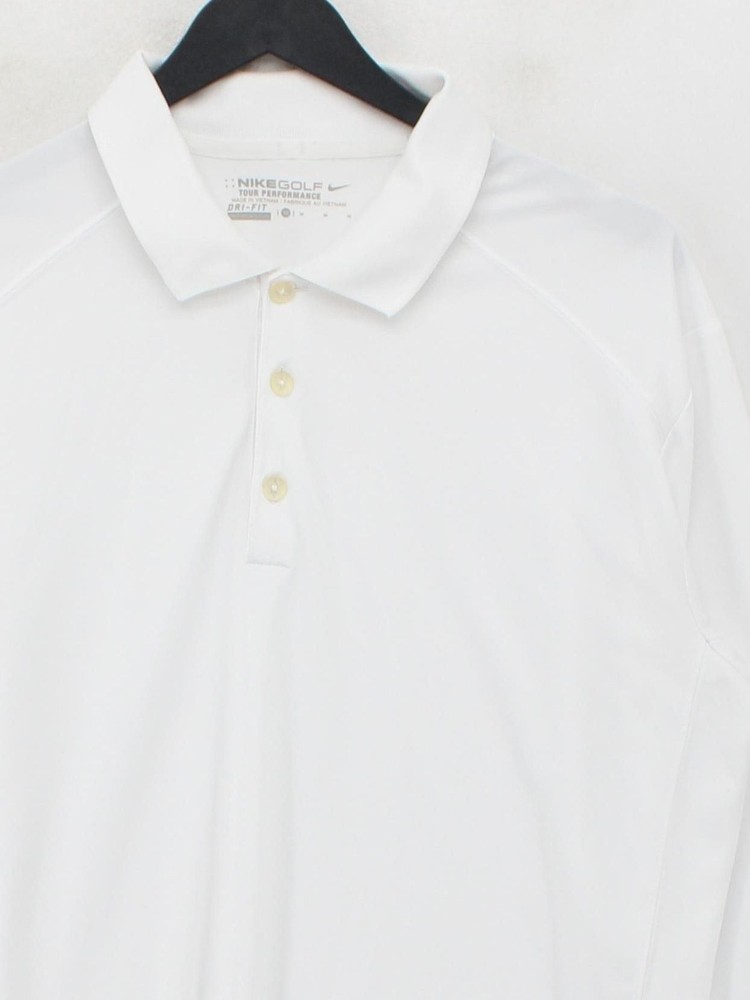 Nike Men's Polo M White 100% Polyester Collared Basic