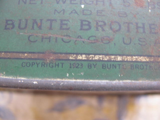 Vintage 1920’s BUNTE BROS. Hard Candy 5# METAL CONTAINER, Empty