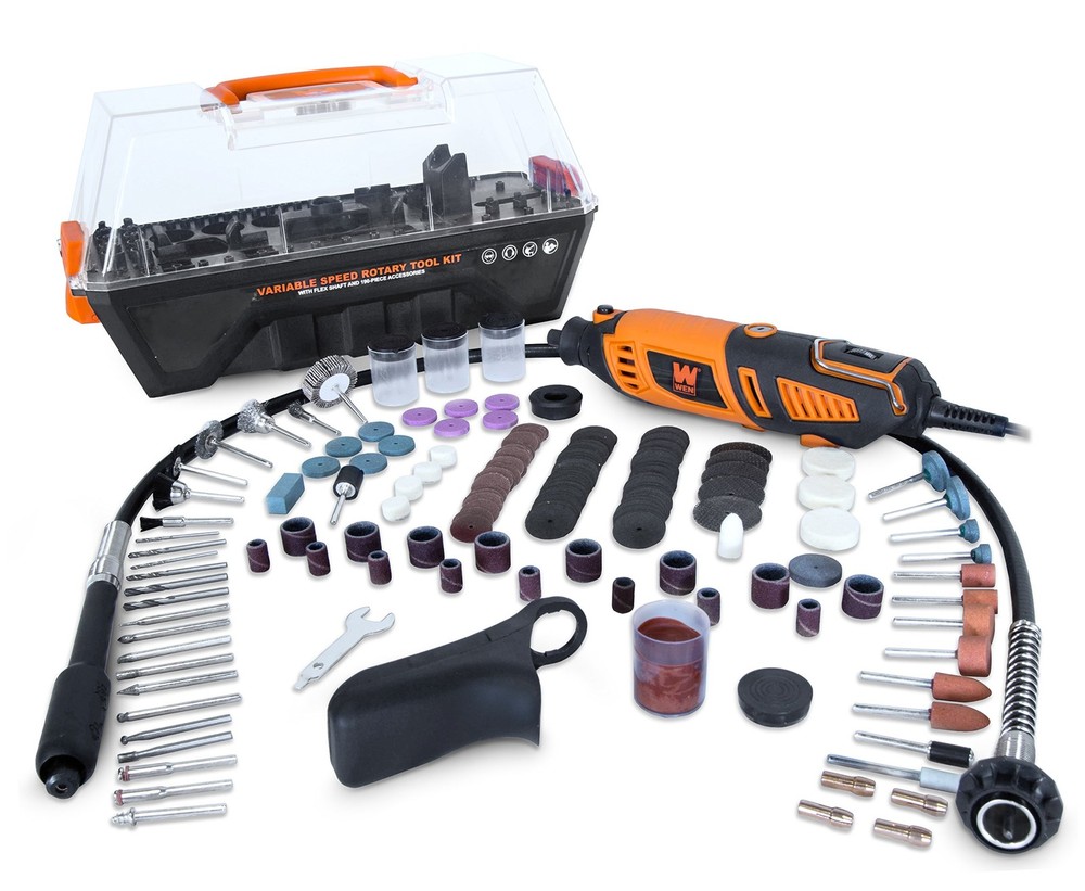 Rotary Tool Kit 190 Piece Accessories Variable Speed Multicolor WEN 23190 Flex