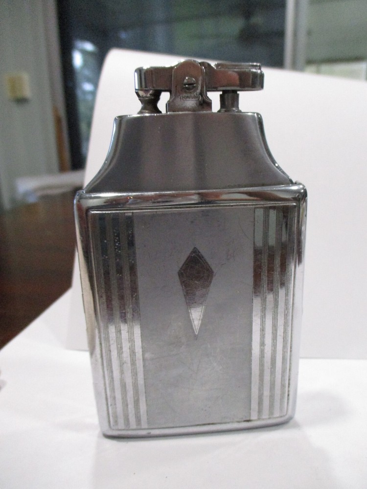 art deco mid century modern chrome Ronson Master case cigarette case & lighter
