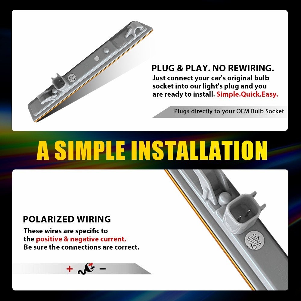 2PCS Amber For 2015-2022 Dodge Challenger Front Bumper Side Marker Signal Lights