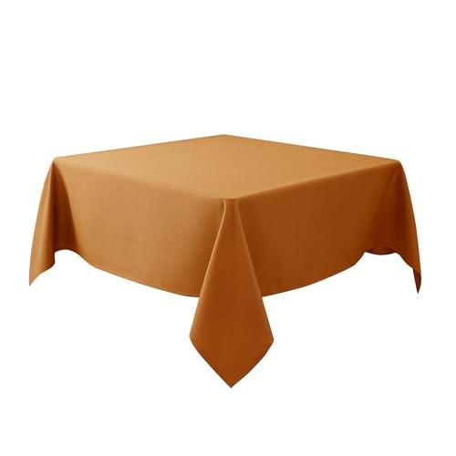 Fall Tablecloth Textured Fabric Square Tablecloths 90" x 90" (Square) Bronze
