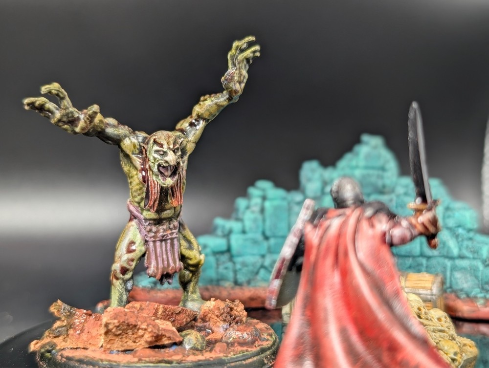 Well painted large Troll d&d miniature Reaper