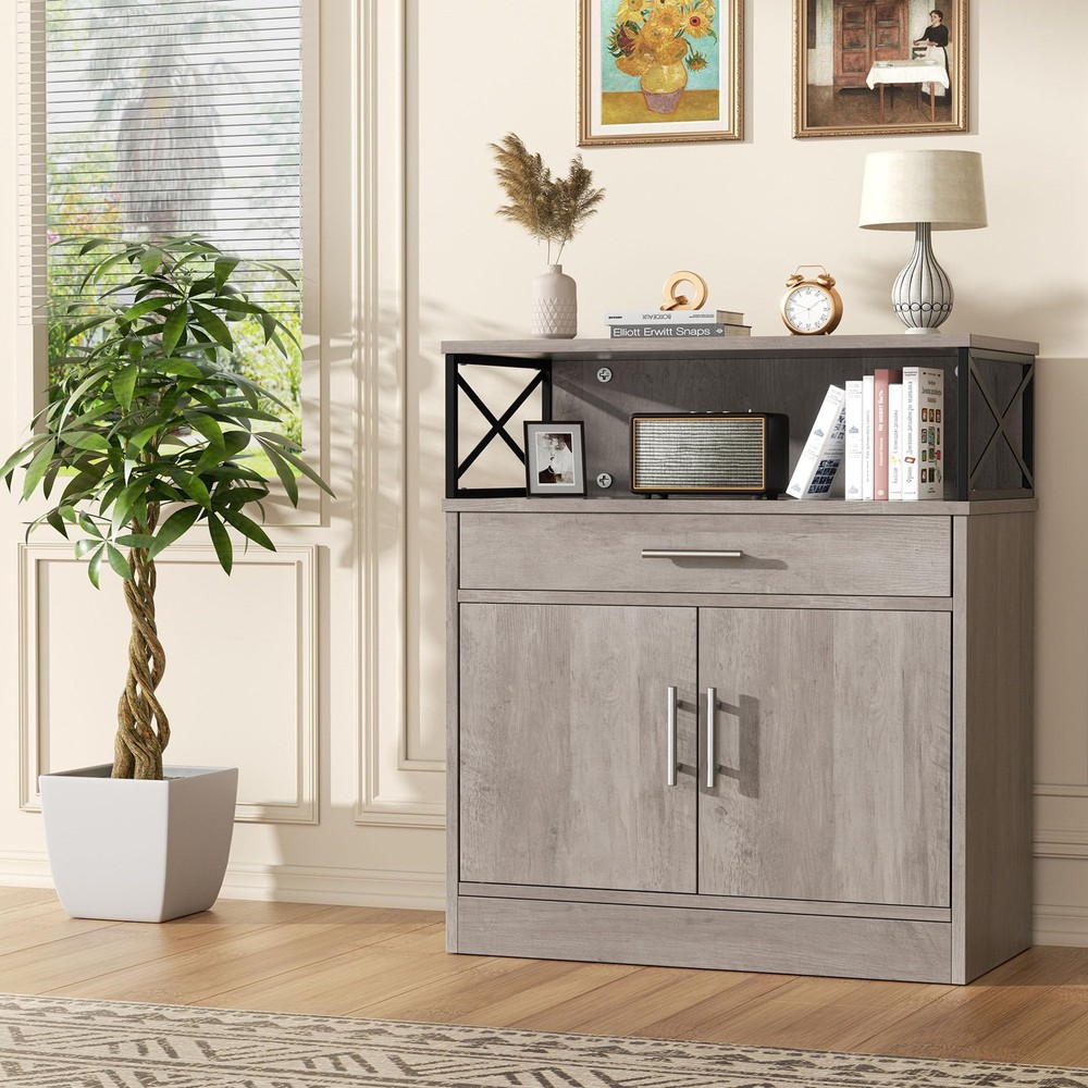 Kitchen Buffet Cabinet with Adjustable Shelf, Modern Kitchen Storage Cabinet,...