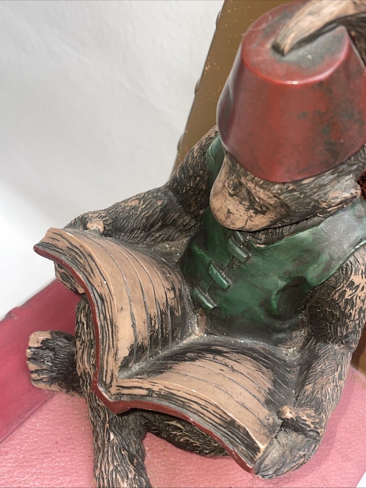 Vintage Monkey In A Fez Hat Bookend