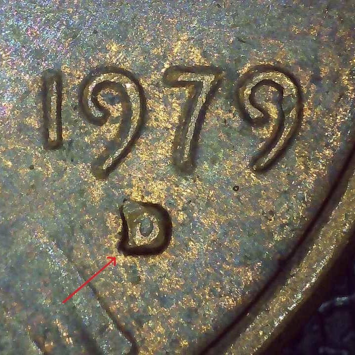 1979 D Lincoln Penny error repunched mintmark
