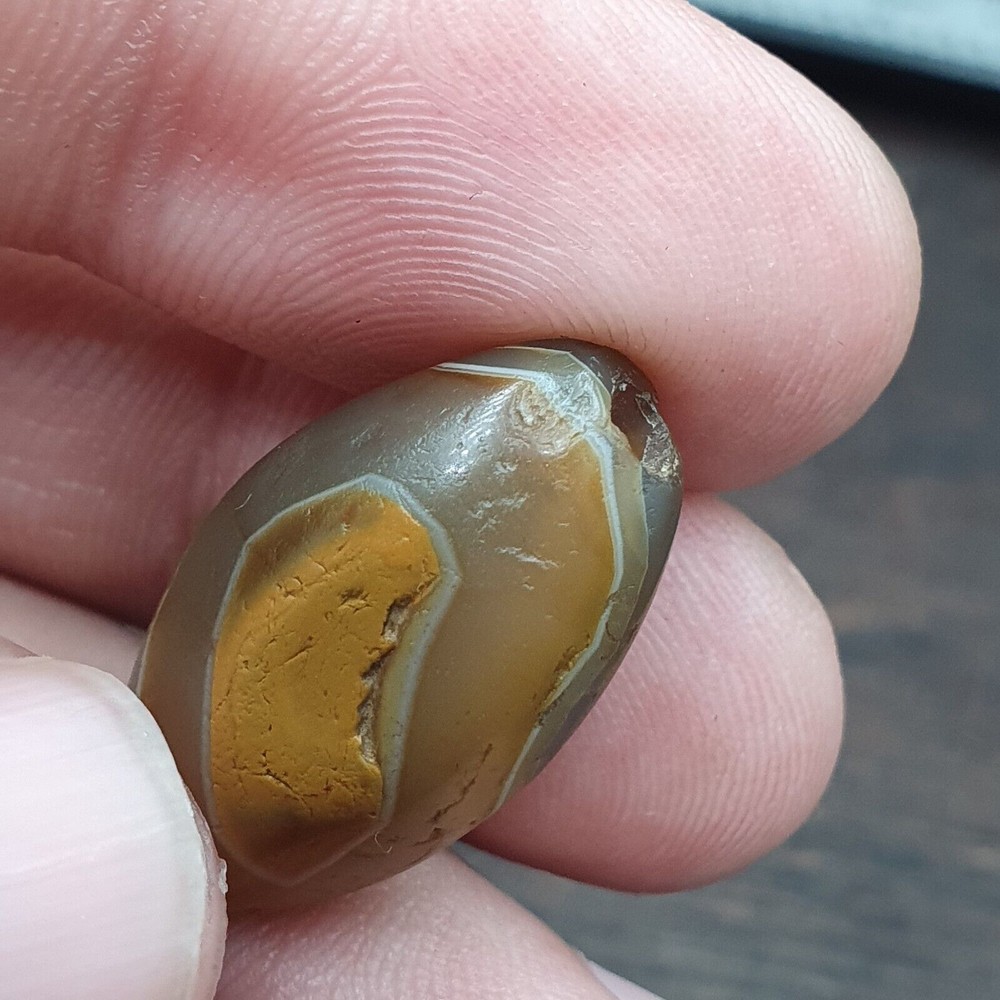 AA Ancient Suleimani Gray Agate Bead , Rare Himalayan agate bead