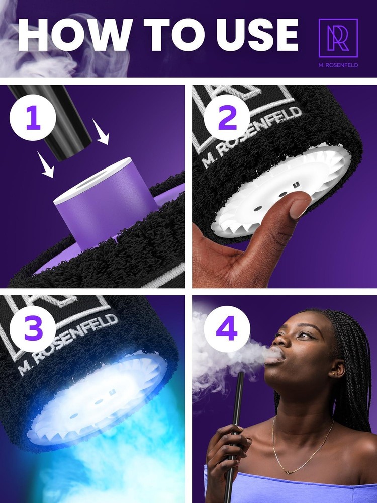 Hookah Starter Pump Purple Rechargeable with LED
