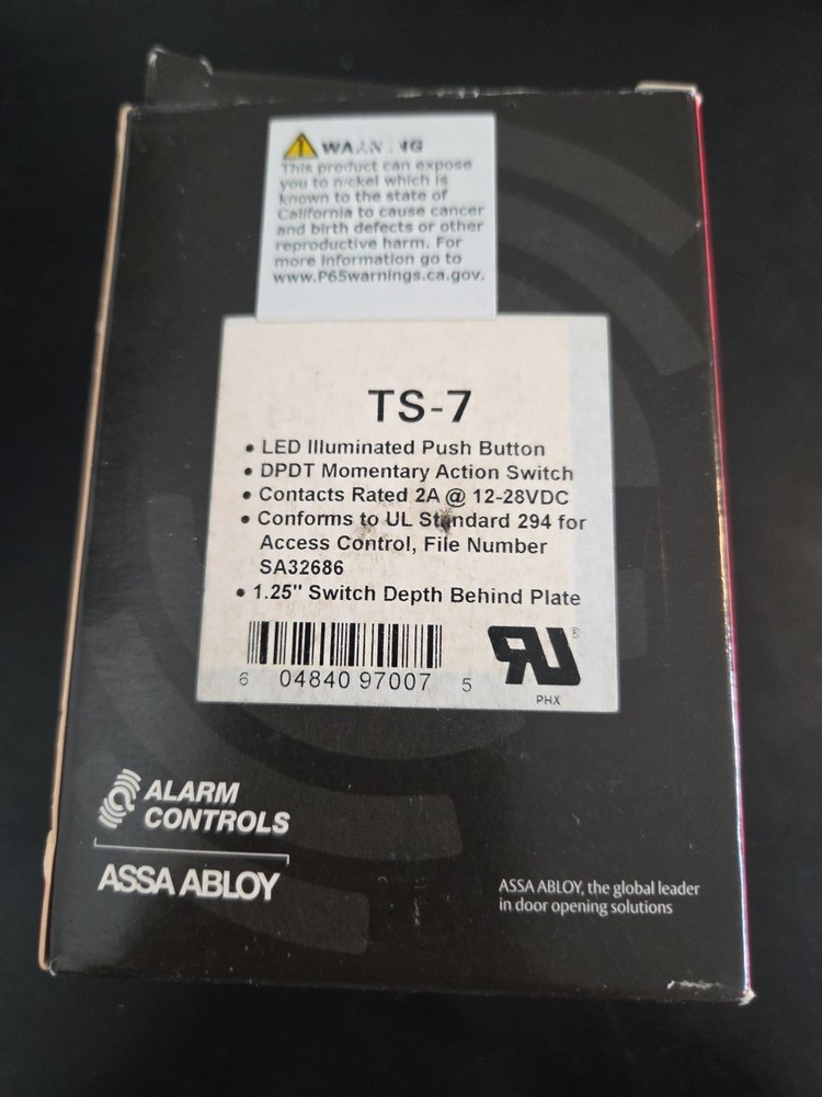 Alarm Controls TS-7 Request to Exit Station Button Green Assa Abloy New