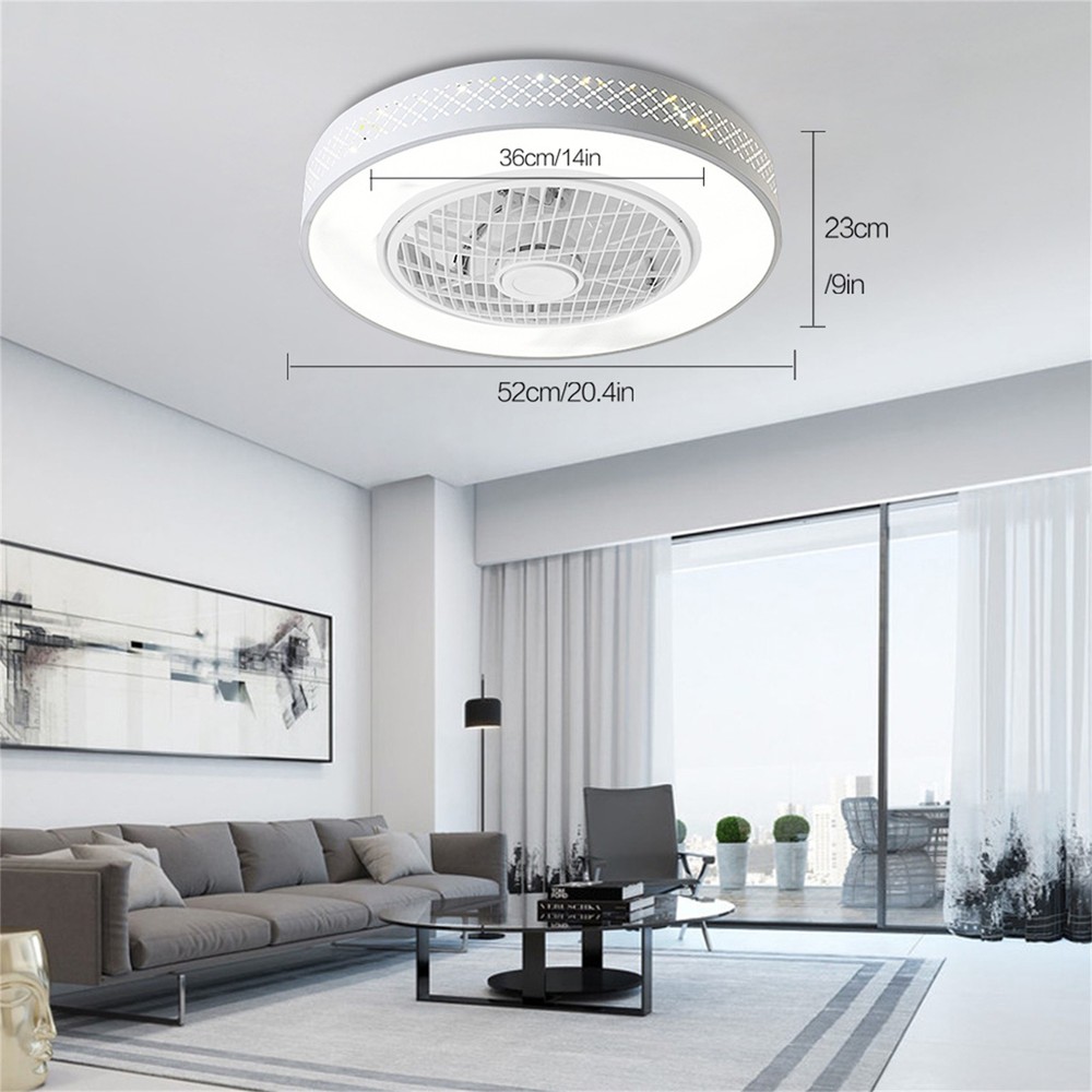 Modern Stepless Dimming Ceiling Light Fan Round Fan Lamp & Remote Controller NEW