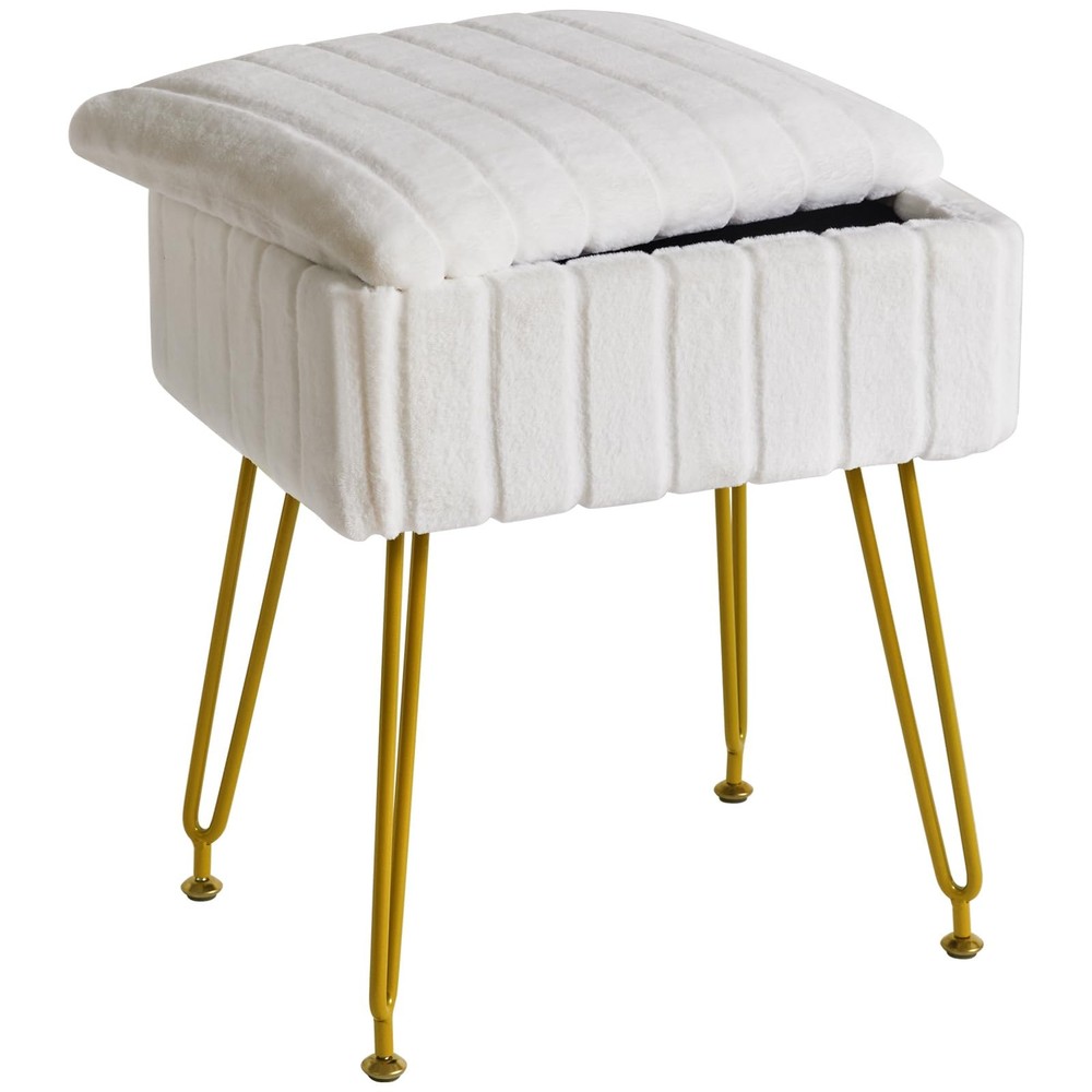 Stool Chair with Storage Space, Footrest Footstool Ottoman, Small Side Table,...