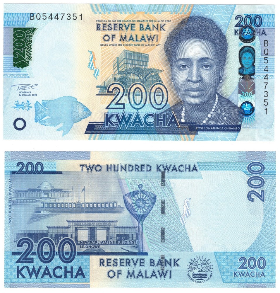 2022 Malawi P65a 200 Kwacha Banknote UNC