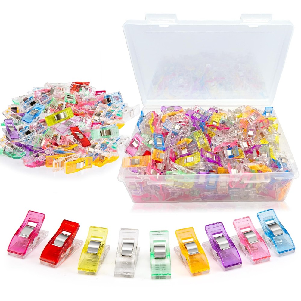 Quilting Clips and Sewing Fabric Clips, 200 Pcs Plastic Embroidery Clips with...