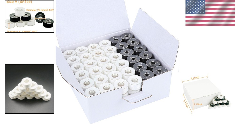 144pcs Prewound Bobbin Thread Set - White/Black