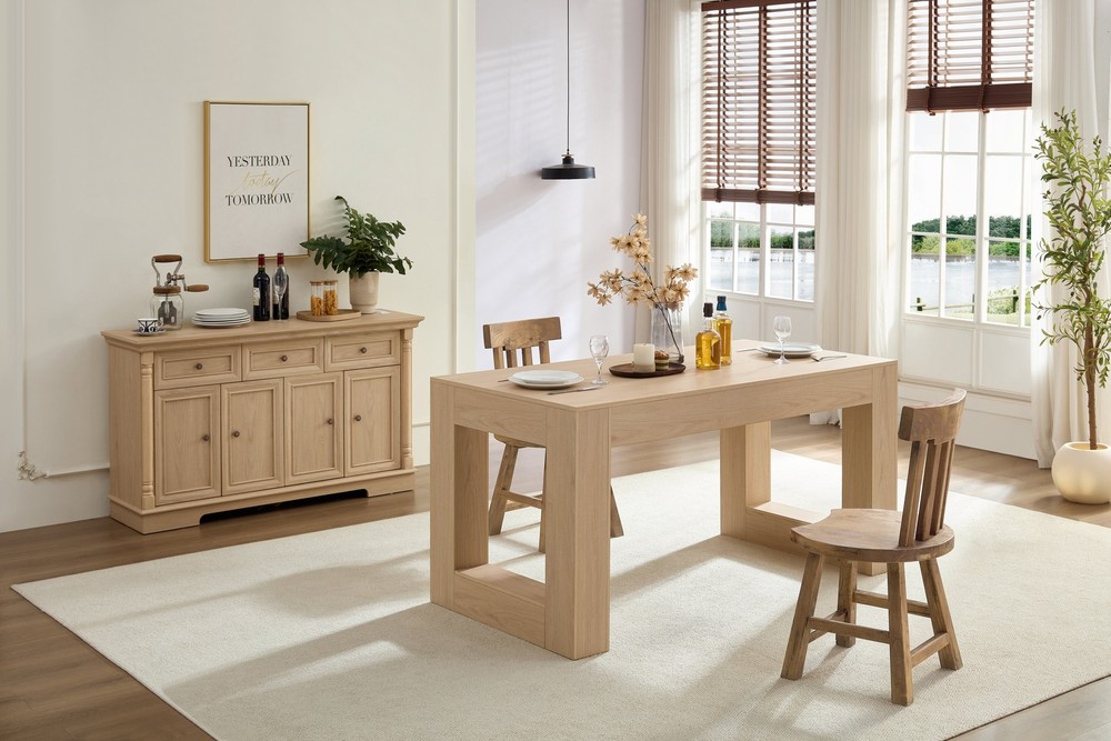 Farmhouse Kitchen Dining Table for 4-6 People, Rectangular Dining Table