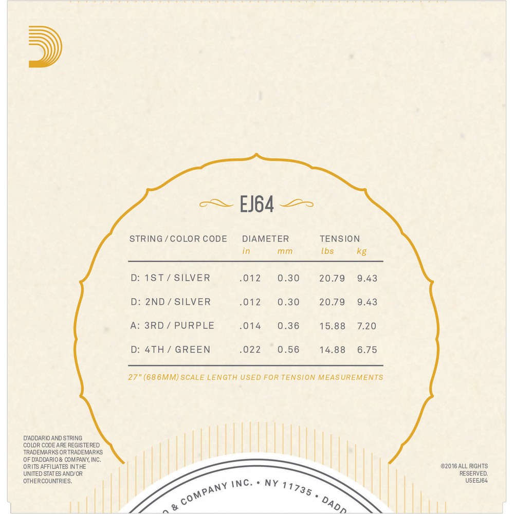 3 Sets D'Addario EJ64 4-String Dulcimer Strings