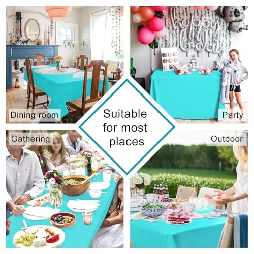 2 Pieces Solid Square Tablecloth - Waterproof and 54"x54"|2 Pack Aqua