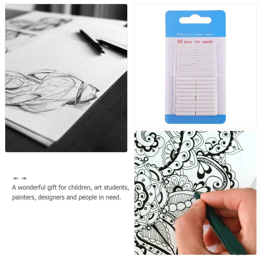 100 Pcs Automatic Pencil Eraser Replacement Core Electric Refills