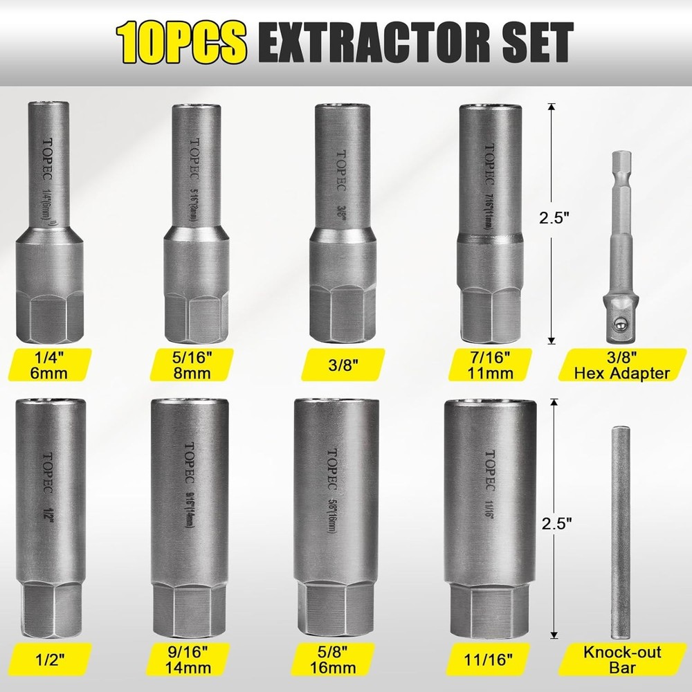 Professional 10-Piece Bolt Extractor Set