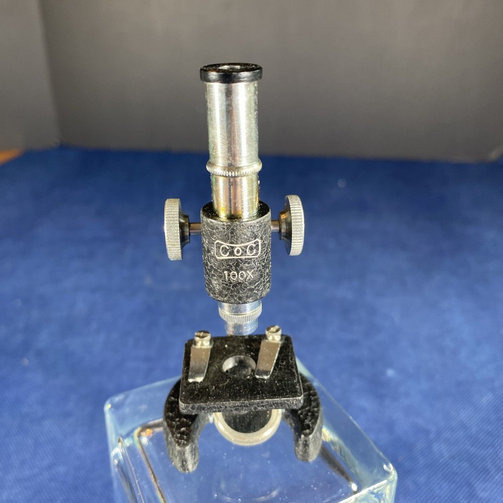 Miniature Microscope Black & Silver Metal - Approximately 4 Inches High