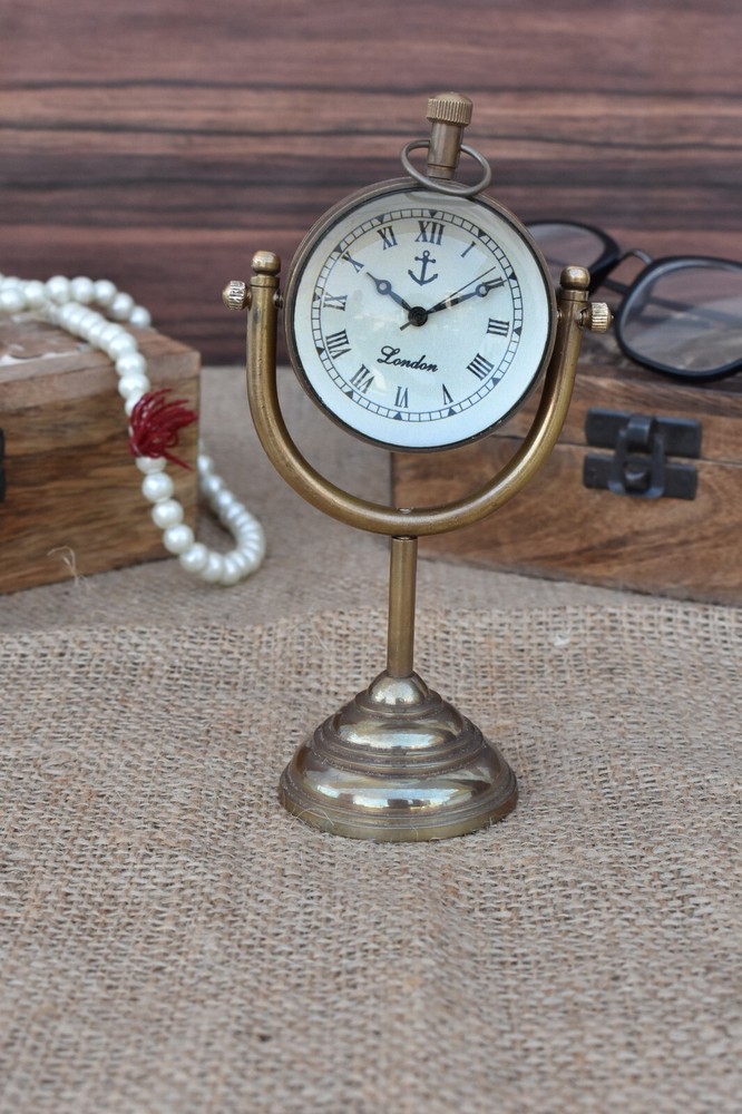 Table Clock Brown Antique Handmade Royal Navy Style Victoria Table Clock Decora