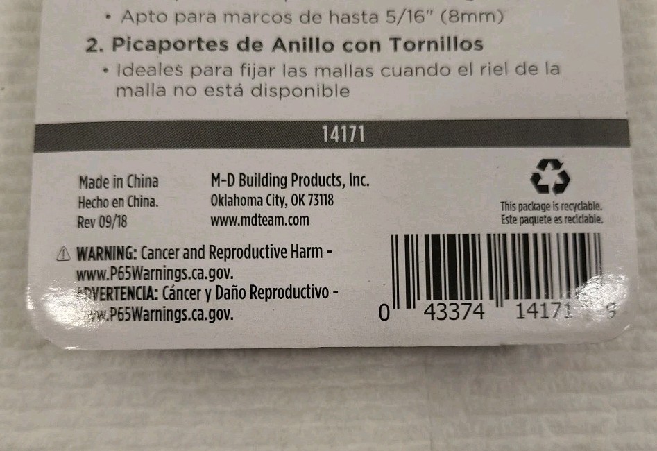 M-D frame fasteners for screen frame 5/16"-4 screen hangers, 4 loop latches