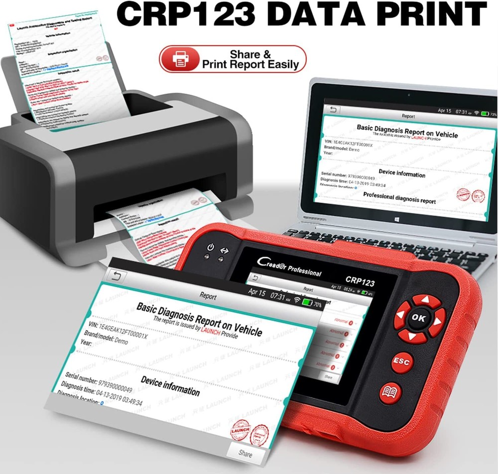 LAUNCH CRP123 PROS V OBD2 Scanner Engine ABS SRS Code Reader Car Diagnostic Tool