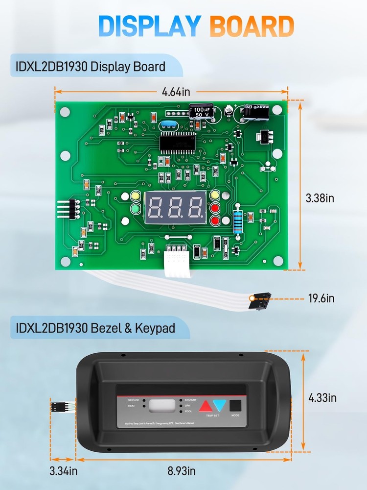 FDXLBKP1930 Keypad and Bezel Assembly & IDXL2DB1930 Display Board for Hayward