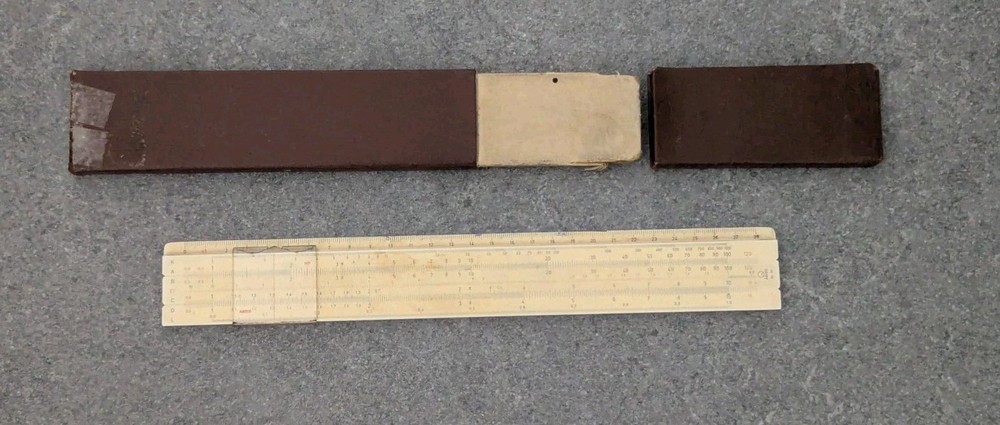 Vintage Aristo No.99 Slide Ruler with Worn Case Drafting Tool