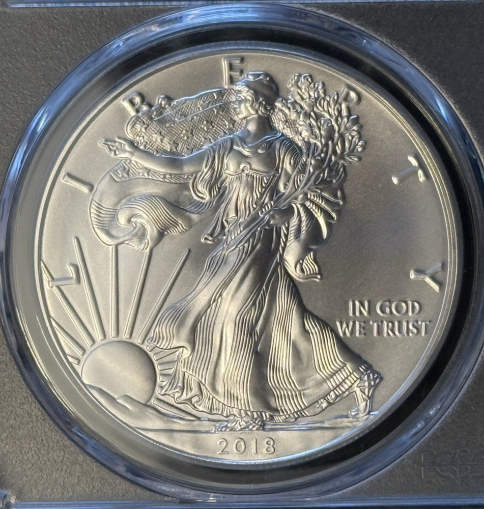 2018 Silver Eagle PCGS MS70 FIRST STRIKE (Flag Label)