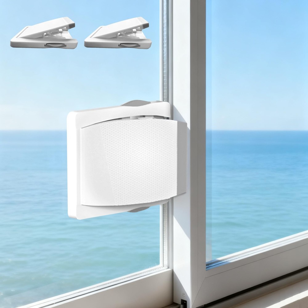 2 Pack Sliding Door Lock with 3M Adhesive - Child Safety 2 Pack, White