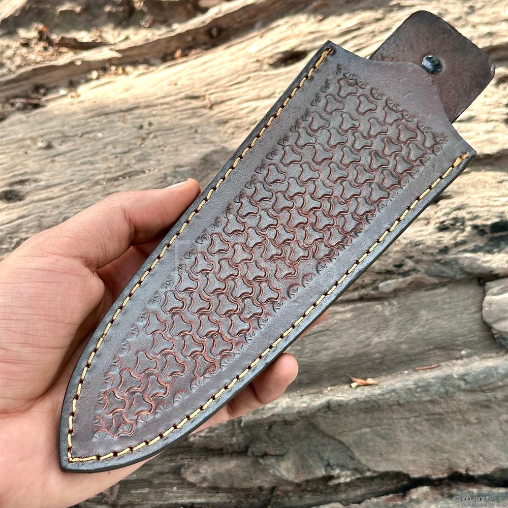 Custom Engraved Pure Leather Belt Loop Sheath for Fixed Blade & Dagger