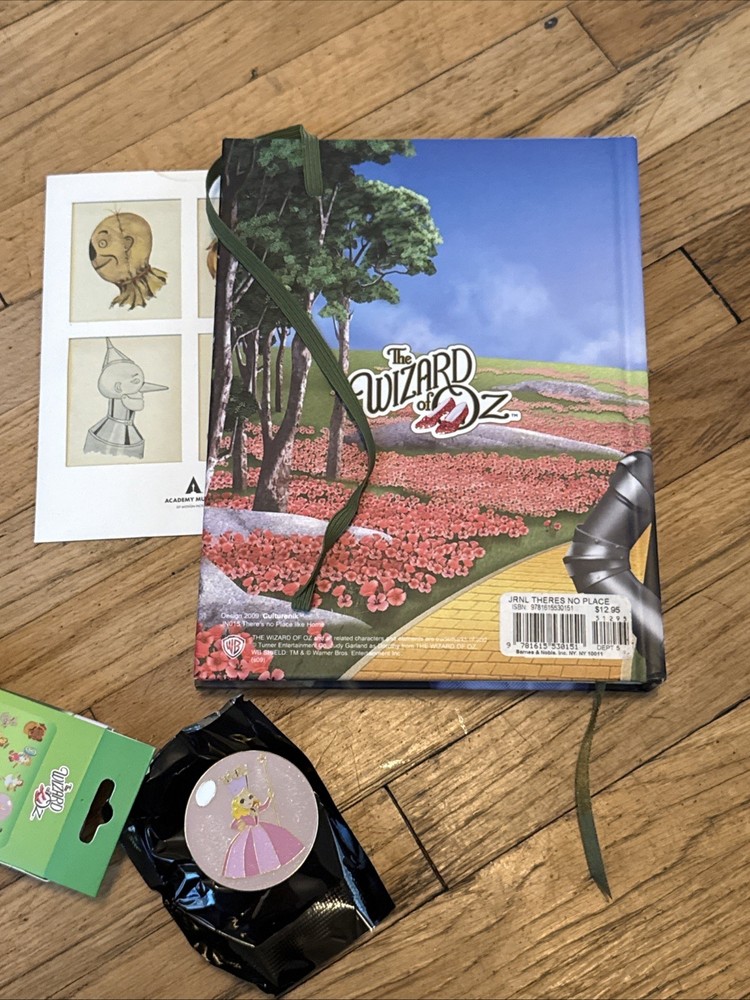 Wizard Of Oz Merchandise Bundle - Journal Notebook Diary, Glinda Pin, & Postcard