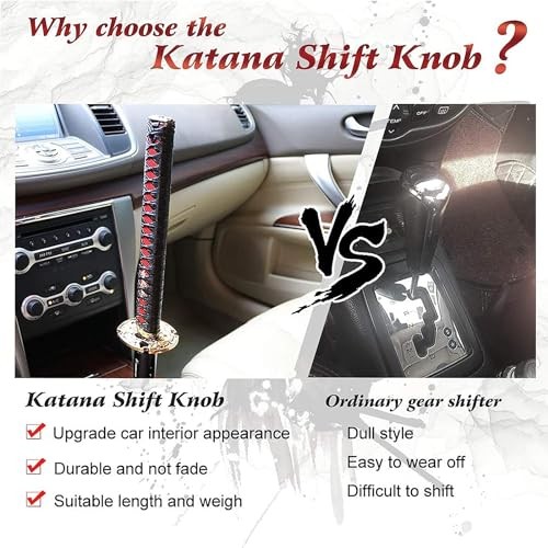 RYANSTAR Samurai Sword Automatic Shift Knob & 155MM (With Cover) Black/Red