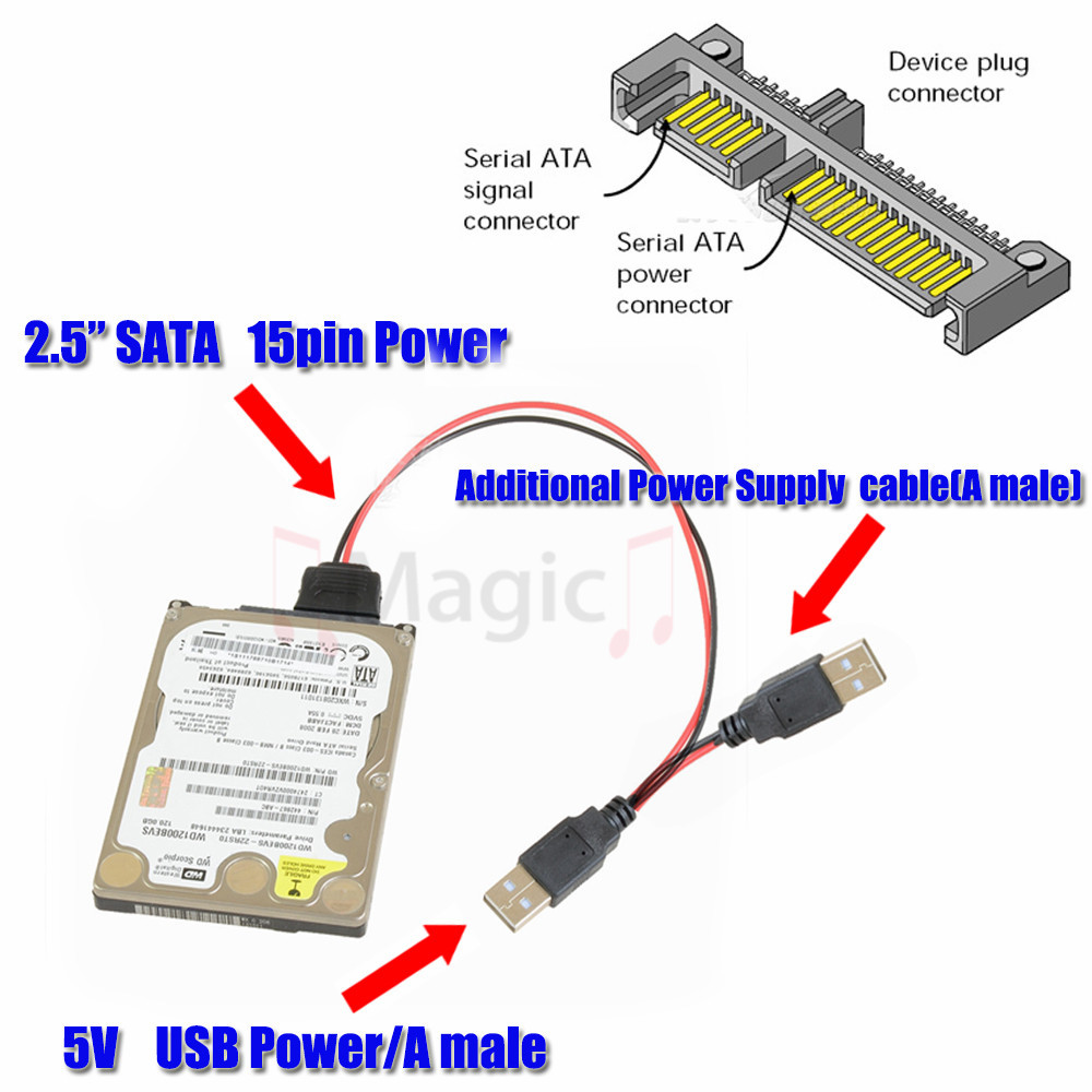 USB to SATA Power Cable for 2.5 SATA HDD
