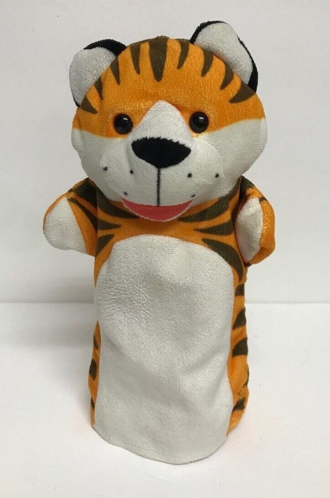 UNBRANDED TIGER HAND PUPPET Orange Black Stripe 9" Plush Stuffed